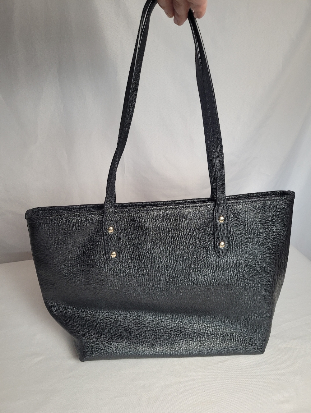 Coach Medium City Tote Shoulder Bag Black Crossgrain Leather EUC - Picture 4 of 11